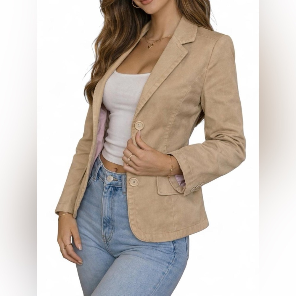 Vintage Gap Khaki Blazer 🤎 Pink Lining | Y2K / Preppy / Minimalist